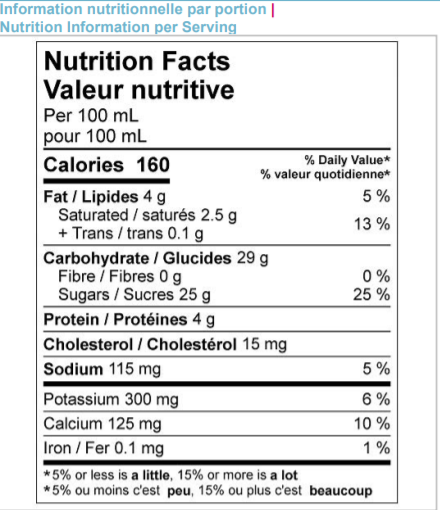  Nutritional Facts for 10L SEALTEST VANILLA ICE MILK 