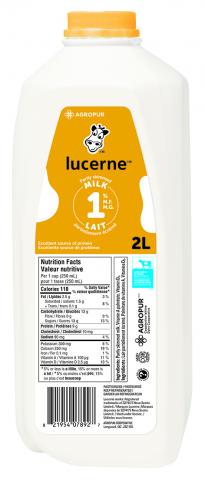 2L LUCERNE LAIT 1% PLASTIQUE