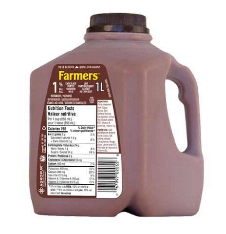 1L FARMERS CHOCOLATE MILK 1% JUG