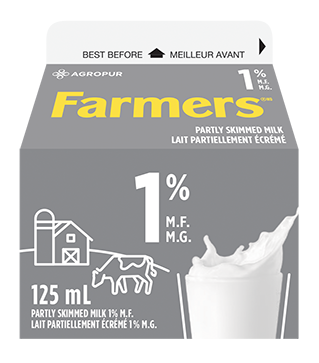 Partly skimmed homogenized milk containing 1% milk fat and at least 8.25% of non fat milk solids.