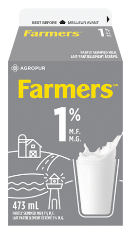 Partly skimmed homogenized milk containing 1% milk fat and at least 8.25% of non fat milk solids.