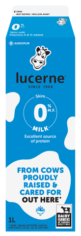 1L LUCERNE LAIT 0%