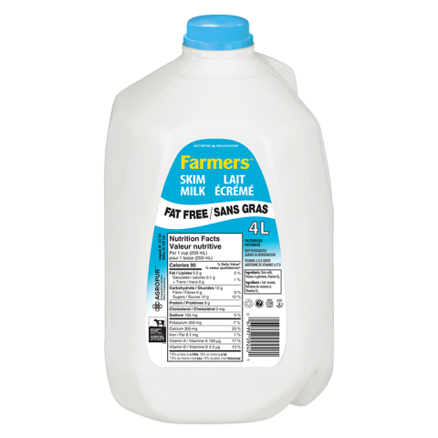 4L FARMERS MILK 0% JUG