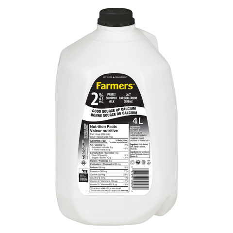 4L FARMERS MILK 2% JUG