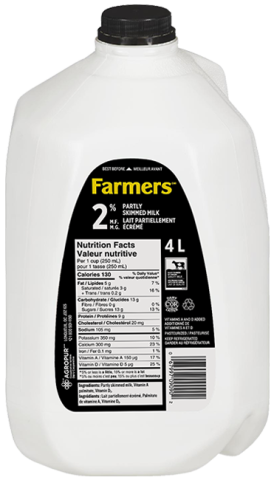 4L FARMERS MILK 2% JUG
