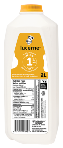 2L LUCERNE LAIT 1% PLASTIQUE
