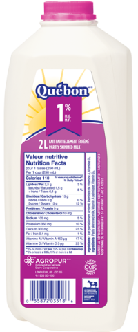 2L QUÉBON LAIT 1% PLASTIQUE