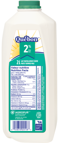 2L QUÉBON LAIT 2% PLASTIQUE