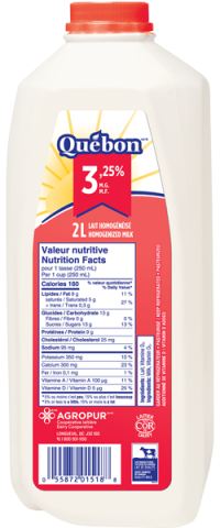 2L QUÉBON LAIT 3,25% PLASTIQUE
