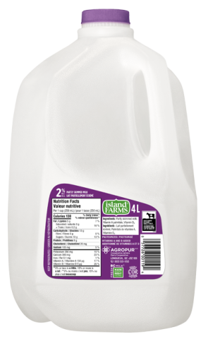 4L ISLAND FARMS LAIT 2% PLASTIQUE