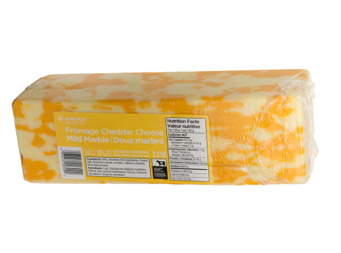 FROMAGE CHEDDAR DOUX MARBRÉ, 34%M.G. 39%HUM., 2X2.27KG