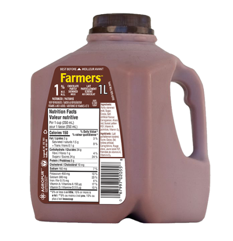 1L FARMERS CHOCOLATE MILK 1% JUG