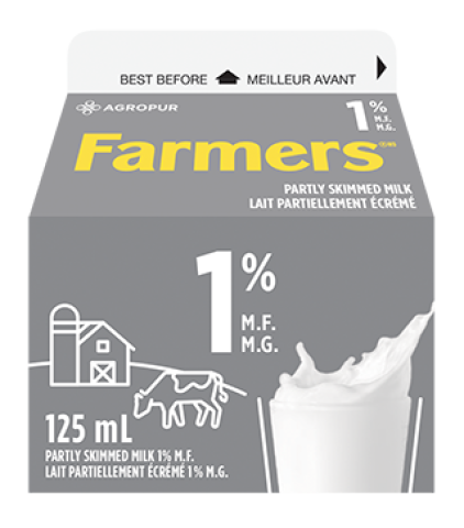 Partly skimmed homogenized milk containing 1% milk fat and at least 8.25% of non fat milk solids.