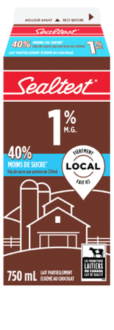 750mL SEALTEST LAIT AU CHOCOLAT RÉDUIT EN SUCRE 1%