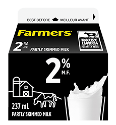 Partly skimmed homogenized milk containing 2% milk fat and at least 8.25% of non fat milk solids.
