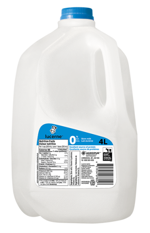 4L LUCERNE MILK 0% JUG