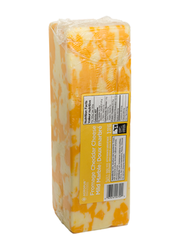 FROMAGE CHEDDAR DOUX MARBRÉ, 34%M.G. 39%HUM., 2X2.27KG